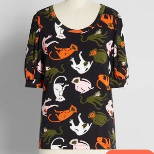 ModCloth Black Monkey Blouse Top